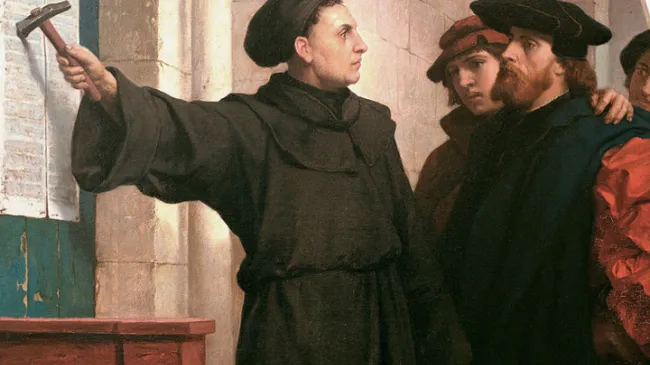 Martin Luther posting his 95 theses in 1517. Painting by Ferdinand Pauwels (1872).
